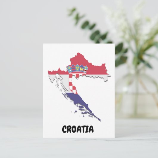 クロアチア国旗のカラフルヴィンテージ ポストカード (スタンド正面)