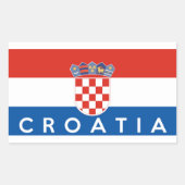 クロアチア国旗のシンボル名文字 長方形シール (正面)
