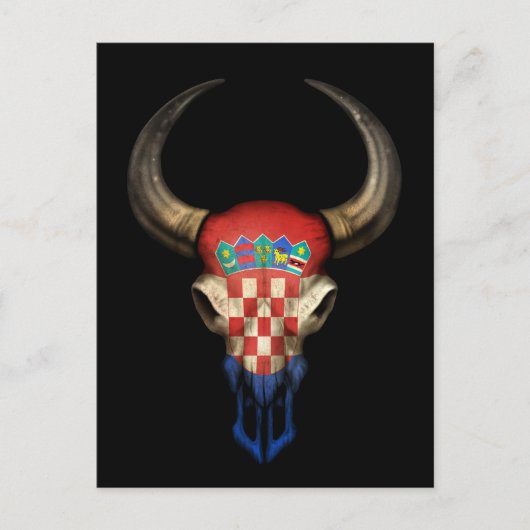 クロアチア国旗のブルスカルオンブラック ポストカード (正面)
