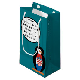 クロアチア国旗のペンギンさんのカスタマイズ商品 スモールペーパーバッグ