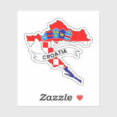 クロアチア国旗の地図 シール (シート)