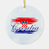 クロアチア国旗の地図 セラミックオーナメント (正面)