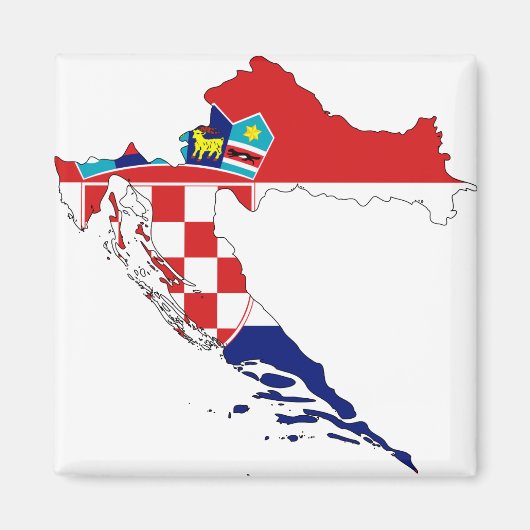 クロアチア国旗の地図HR Hrvatska マグネット (正面)