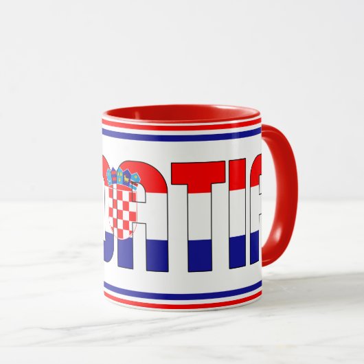 クロアチア国旗の愛国的なコーヒー マグカップ (正面右)