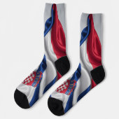 クロアチア国旗の絹のテクスチャ ソックス (左)