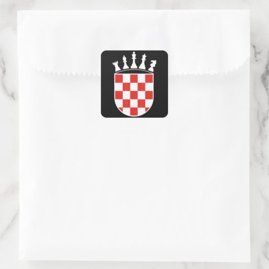 クロアチア国旗の色チェスのプレイヤーへの贈り物 スクエアシール (バッグ)