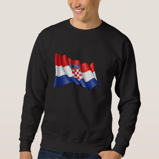 クロアチア国旗のTシャツ、クロアチアの地図、クロアチアシャツ スウェットシャツ (正面)