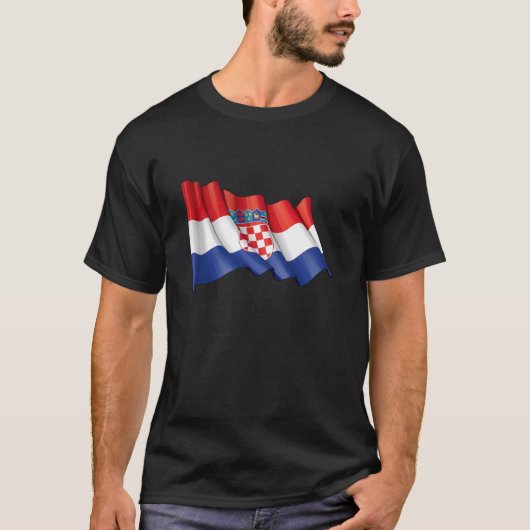 クロアチア国旗のTシャツ、クロアチアの地図、クロアチアシャツ Tシャツ (正面)