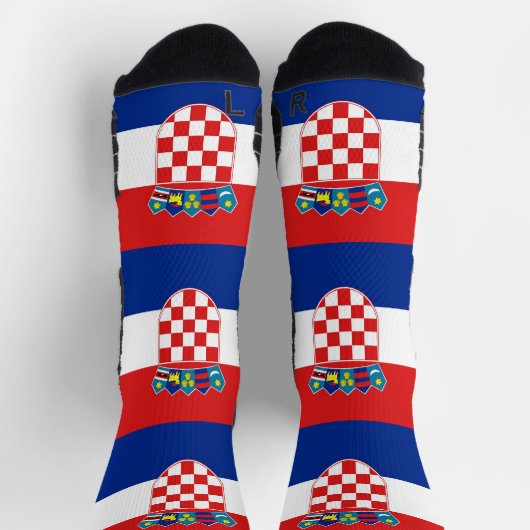 クロアチア国旗を持つアスレティッククルー靴下 ソックス (上部)