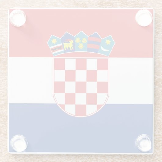 クロアチア国旗を掲げたガラスのコースター ガラスコースター (裏面)