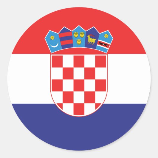 クロアチア国旗クラシックの丸いステッカー ラウンドシール (正面)