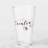 クロアチア国旗ハート、私はクロアチアが大好き タンブラーグラス (裏面)