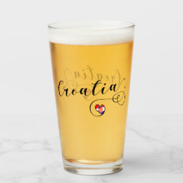 クロアチア国旗ハート、私はクロアチアが大好き タンブラーグラス