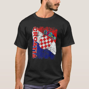 クロアチア国旗ヴィンテージクロアチア国旗クロアチア旗 Tシャツ