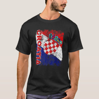 クロアチア国旗ヴィンテージクロアチア国旗 Tシャツ
