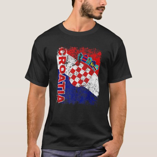 クロアチア国旗ヴィンテージクロアチア国旗 Tシャツ (正面)