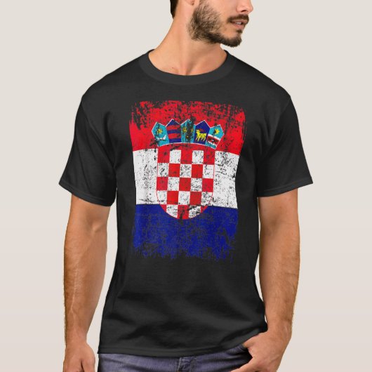 クロアチア国旗ヴィンテージクロアチア国旗Big Croatia Fla Tシャツ (正面)
