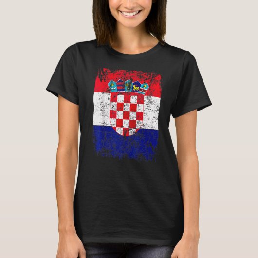 クロアチア国旗ヴィンテージクロアチア国旗Big Croatia Fla Tシャツ (正面)