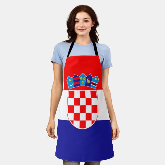 クロアチア国旗 エプロン (着用した状態)