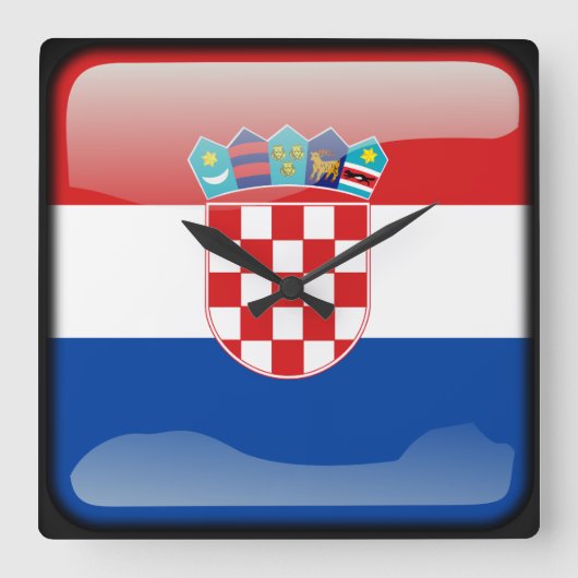 クロアチア国旗 スクエア壁時計 (正面)