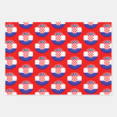 クロアチア国旗、ハート、クロアチアファッション/贈与セット ラッピングペーパーシート (正面3)