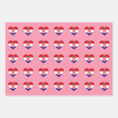 クロアチア国旗、ハート、クロアチアファッション/贈与セット ラッピングペーパーシート (正面2)