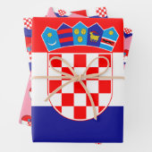 クロアチア国旗、ハート、クロアチアファッション/贈与セット ラッピングペーパーシート (インサイチュ)