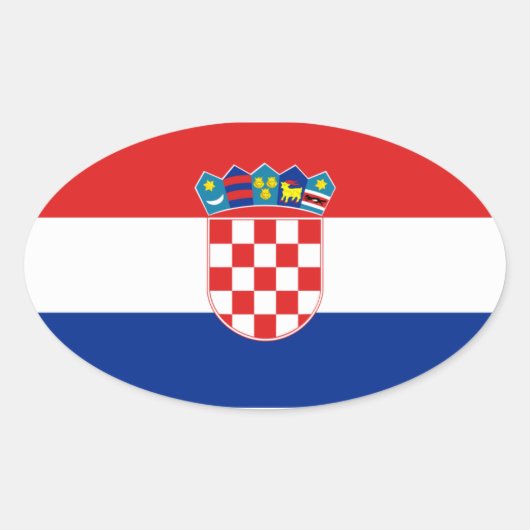 クロアチア国旗 楕円形シール (正面)