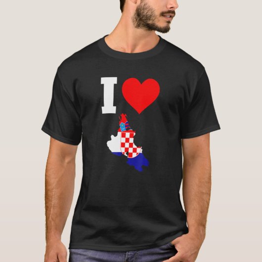 クロアチア国旗Krk I Love Krk Tシャツ (正面)