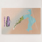 クロアチア地図図解入りの、写真付きのプリントポスター ジグソーパズル (横)