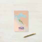 クロアチア地図図解入りの、写真付きのプリントポスター ポストイット (デスク上)