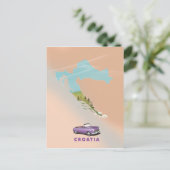 クロアチア地図図解入りの、写真付きのプリントポスター ポストカード (スタンド正面)