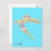 クロアチア地域単離地図 ポストカード (正面/裏面)