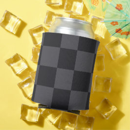クロアチア幾何学 ブラック グレー ボールド チェッカー 缶クーラー