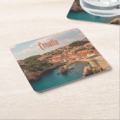 クロアチア東南ヨーロッパザグレブ スクエアペーパーコースター (アングル)