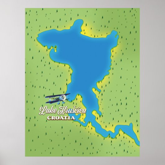 クロアチア湖の地図 ポスター (正面)
