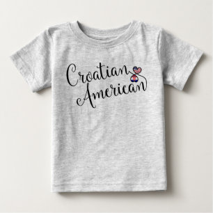 クロアチア系アメリカ人ハート ベビーTシャツ