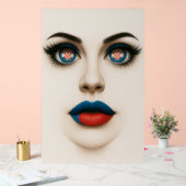 クロアチア美しいアイズ&リップポップ・アートのポートレート アクリルサイン (ウェディング)