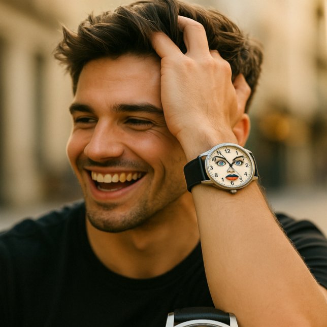 クロアチア美しいアイズ&リップポップ・アートのポートレート 腕時計 (クリエイターアップロード済み)