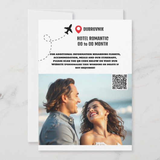 クロアチア行き先の結婚式の日付を保存モダン セーブザデート (裏面)