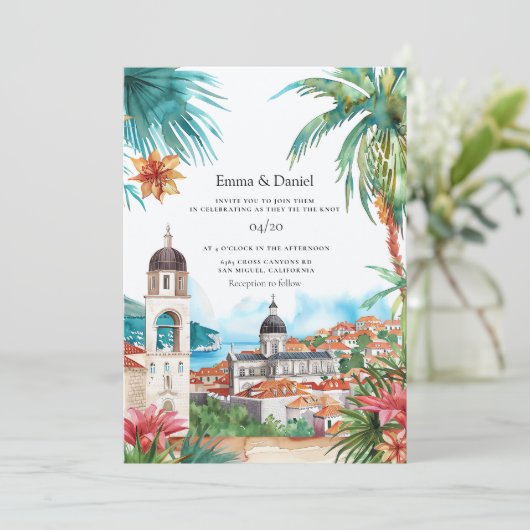 クロアチア行き先結婚式 招待状 (スタンド正面)