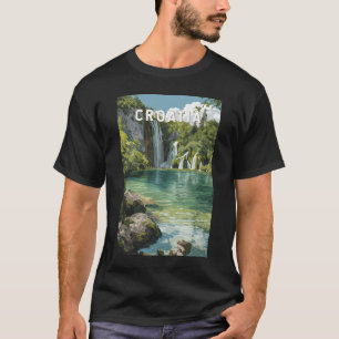クロアチア イラスト 旅行 アート ヴィンテージ Tシャツ