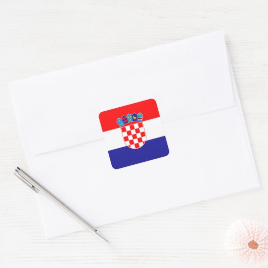クロアチア – クロアチア国旗 スクエアシール (封筒)