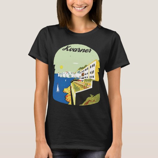 クロアチア・クヴァルネル湾の景色 緑の旅 Tシャツ (正面)