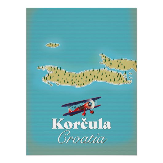 クロアチア コルチュラ島地図 ポスター (正面)