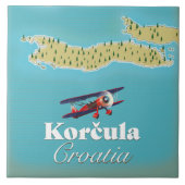 クロアチア コルチュラ島 地図 ポスター タイル (正面)