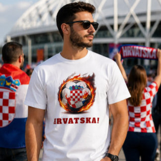 クロアチア サッカー ファイアボール ファンデザイン Tシャツ