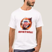 クロアチア サッカー ファイアボール ファンデザイン Tシャツ (正面)
