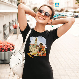 クロアチア・ザグレブの教会広場 赤い旅 Tシャツ