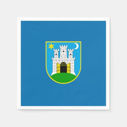 クロアチア，ザグレブ国旗 スタンダードカクテルナプキン (正面)